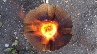 【丸太のロケットストーブ】制作風景【スウェーデントーチ】【Swedish Fire Torch】[Making]