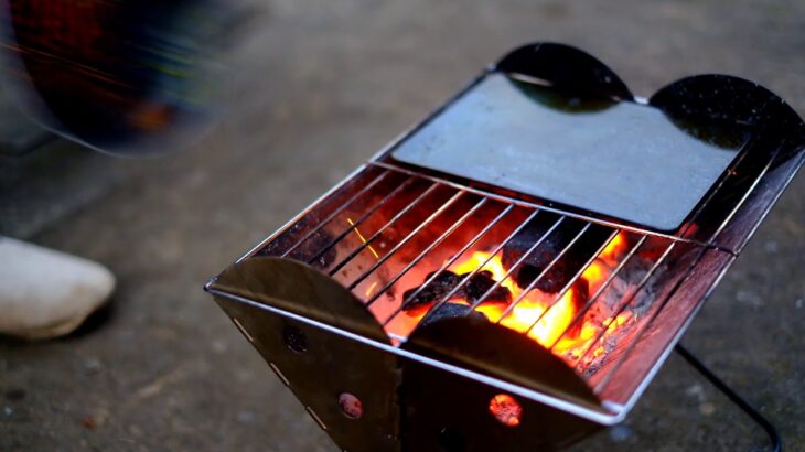 【焚き火 bonfire】#07 備長炭と鉄板で焼くホタテとステーキ