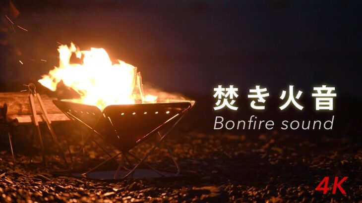 焚き火の音と海の音 – 作業用BGM 4K高画質動画