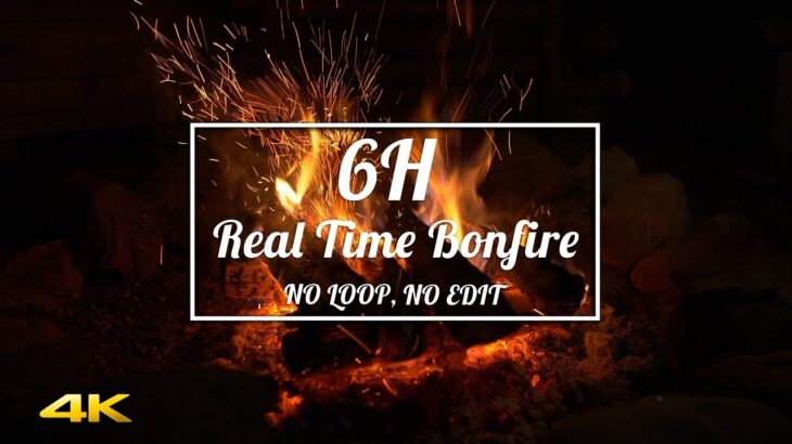 焚火 4K / 6H real time bonfire, March by Takibi Film.