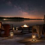 The Sound of Bonfires and Nature at the Dock on a Calm Lake on an Autumn Night. – 8 Hours