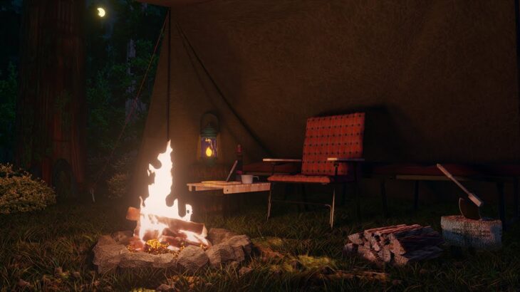 【焚き火】癒しのアコースティックギター　ゆらめく炎を見つめながら　ソロキャンプ　fire place
