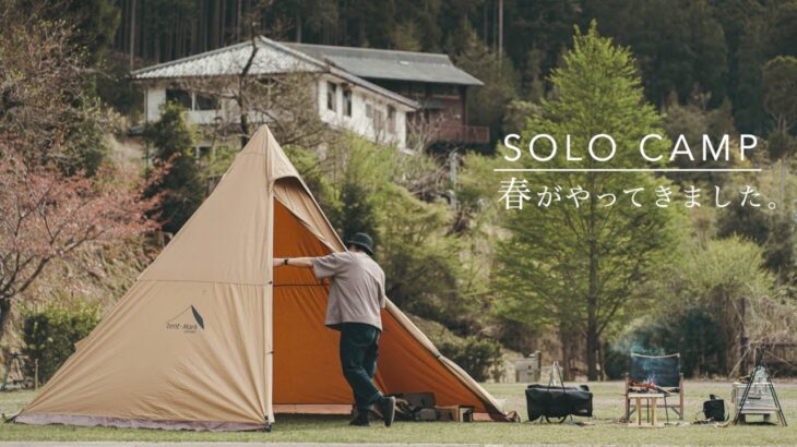【ソロキャンプ】春を感じる新緑の綺麗なサイトで焚き火料理を楽しむ。solo camp