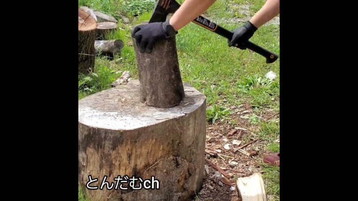 【choppingwood 】硬い原木を割る【薪割り】#キャンプ#焚き火