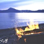 4K bonfire 焚き火と湖の波のせせらぎBGM【ASMR、癒し、睡眠、作業用】